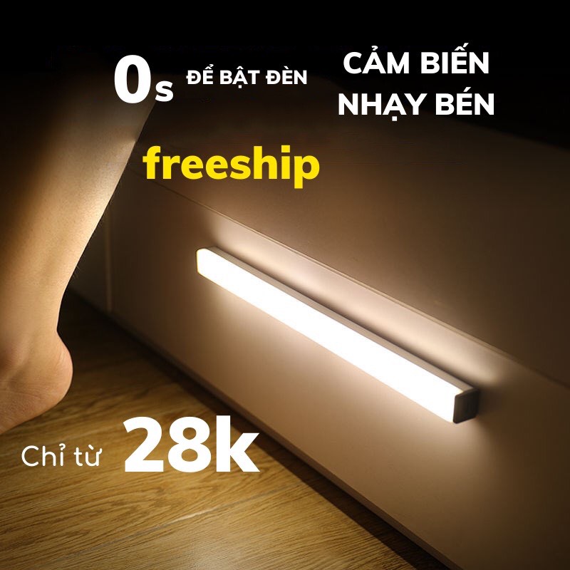 Đèn ngủ cảm biến gắn tủ quần áo giường, cầu thang, toilet, tủ đồ, tự động bật/tắt ánh sáng ban đêm, sạc bằng USB
