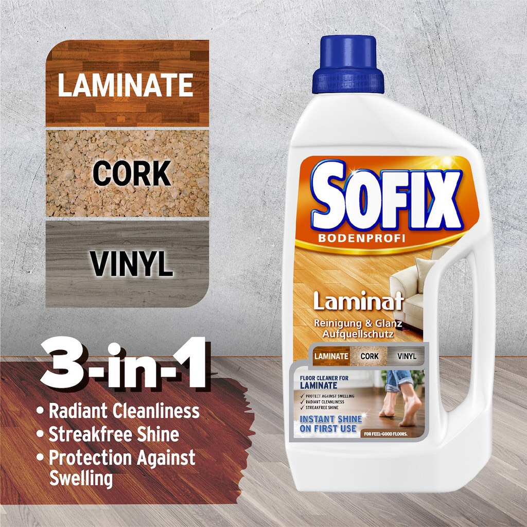 Nước lau sàn gỗ sofix laminate -nhập khẩu từ đức.
