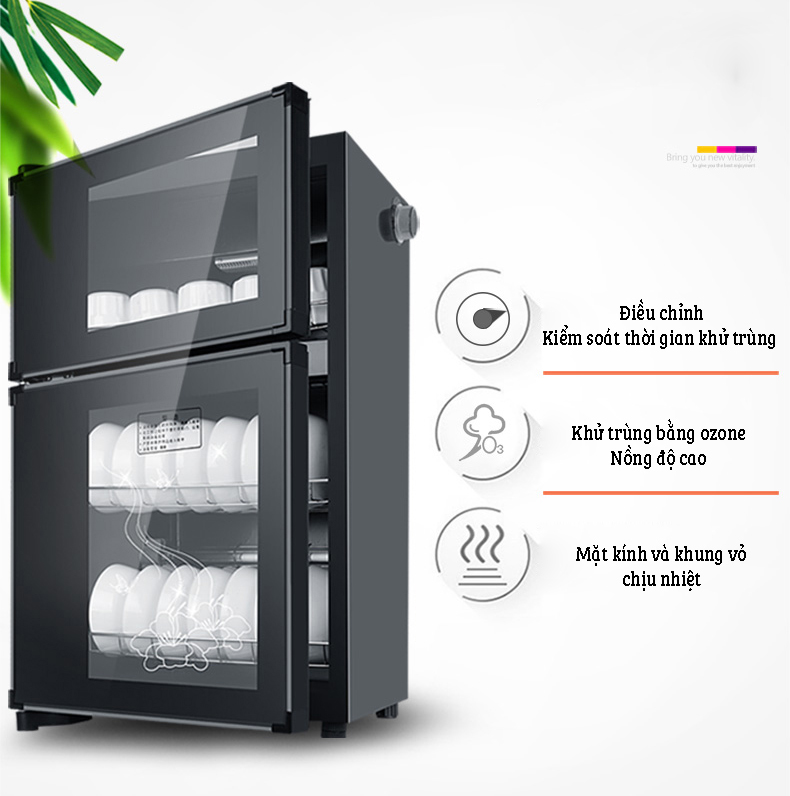 [HÀNG HOT CAO CẤP LOẠI 1] Máy sấy chén đĩa - tủ sấy chén bát gia đình khử khuẩn bằng ozone - tủ sấy chén bát gia đình 2 tầng dung tích 98L
