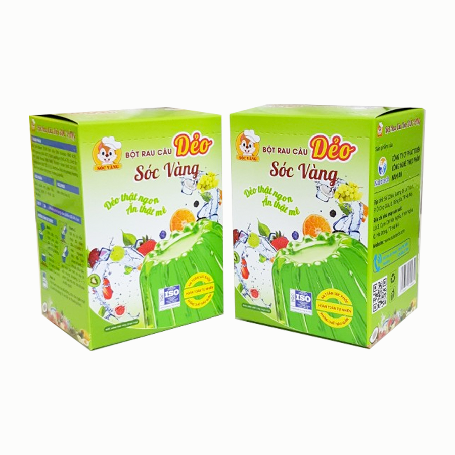 Bột rau câu dẻo Sóc Vàng hộp 10 gói 12gr
