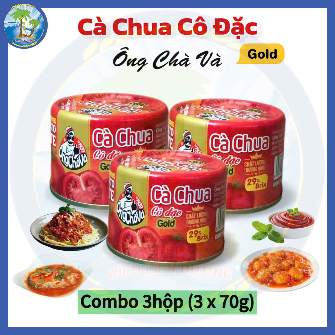 [Combo 3hộp x 70g] Cà Chua Cô Đặc Gold Ông Chà Và Dùng làm Mì Ý, Pizza,...