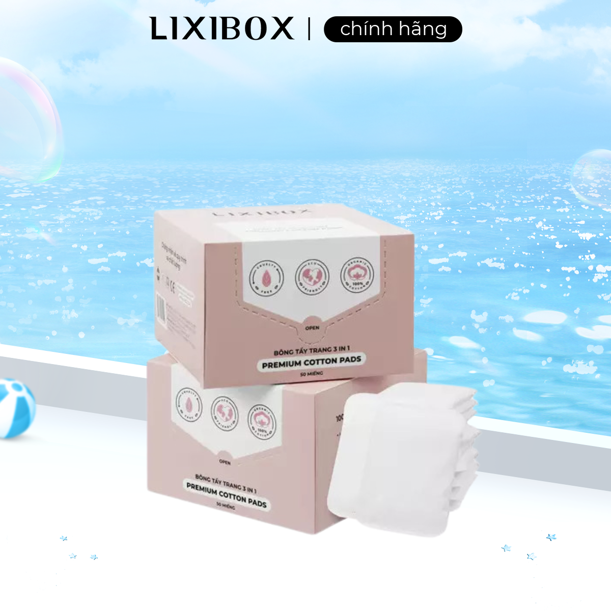 Bông Tẩy Trang Lixibox Premium Cotton Pads 50 Miếng