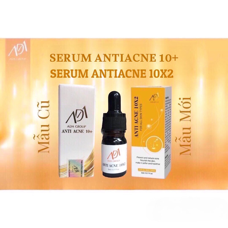 Serum-Antiacne 10+ , Antiacne 10X2 ADA Group Hỗ Trợ mụn viêm,mụn ẩn,mụn đầu đen,Thanh lọc da,Thu nhỏ lỗ chân lông