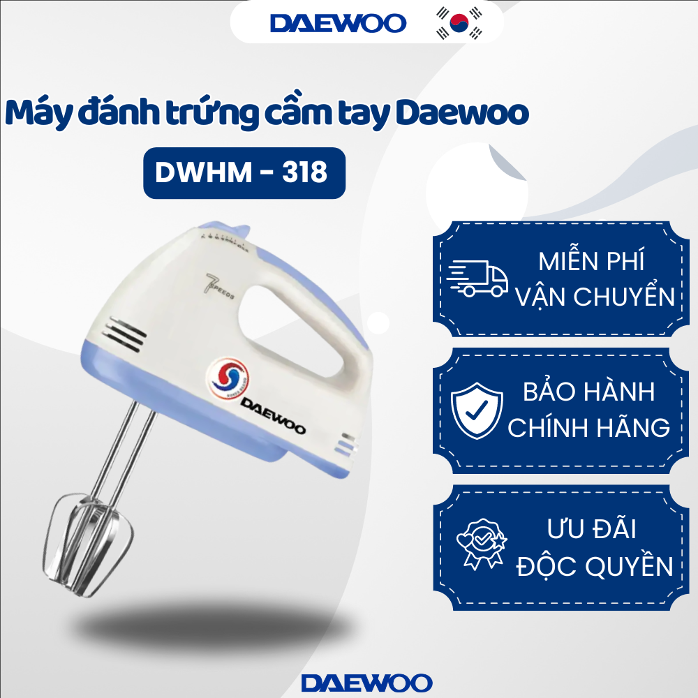 Daewoo Máy đánh trứng DWHM-318 (150w) - Hàng chính hãng