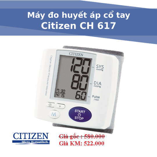 Máy đo huyết áp điện tử cổ tay Citizen CH-617