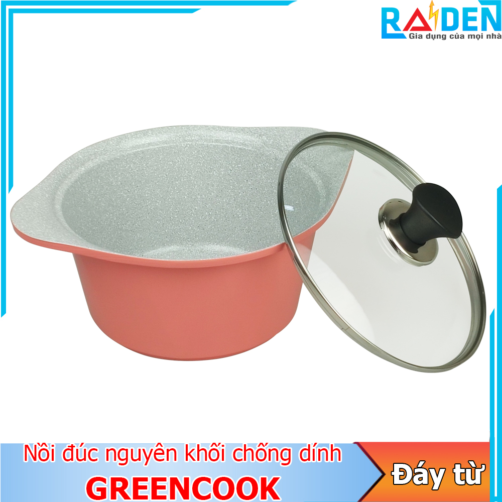 Nồi - quánh đúc ceramic chống dính 5 lớp đáy từ greencook gcs02-18ih size 18cm / gcs02-20ih size 20cm / gcs02-24ih size 24cm