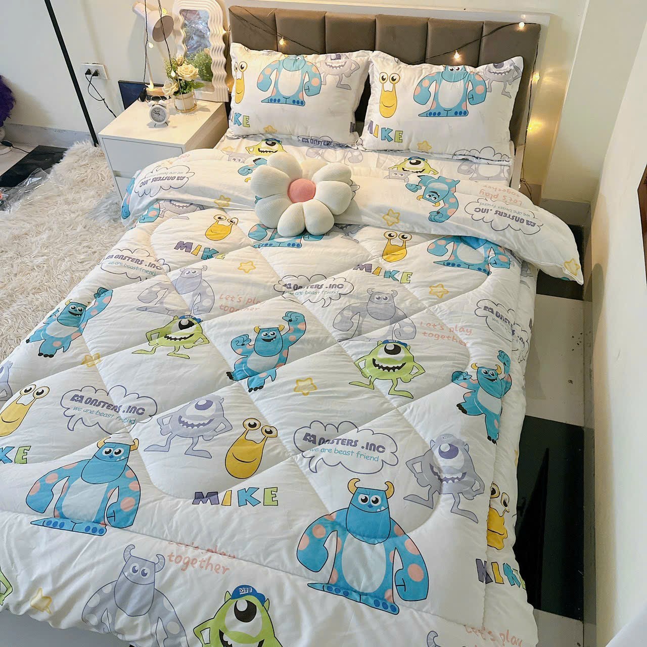 Combo ga trải giường, vỏ gối,Huyền Anh Bedding, Ga trải giường drap bo chun họa tiết đáng yêu mẫu mã