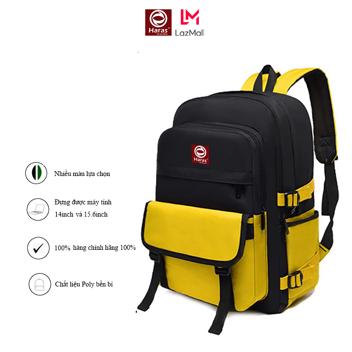 Balo thời trang phối màu, balo unisex cá tính, có ngăn đựng laptop 15.6 inch hr297 - haras