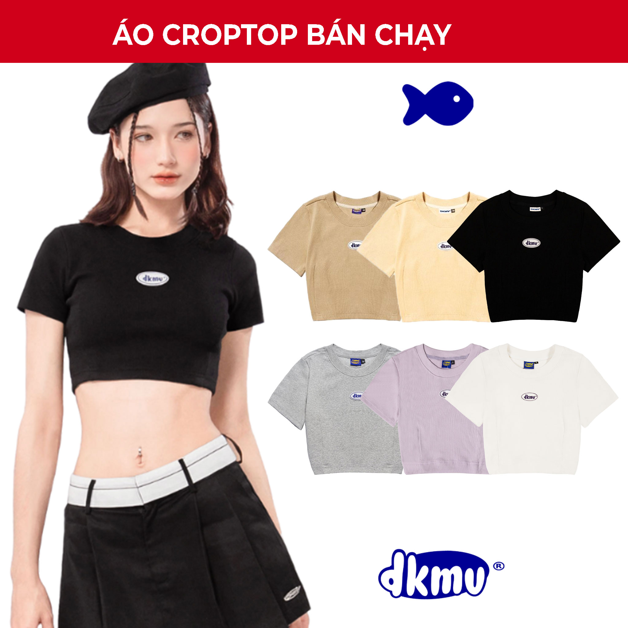 Áo croptop nữ ôm body nhiều màu | DKMV Croptop Hebe