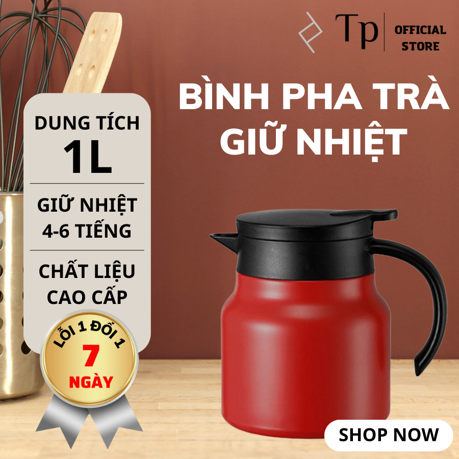 Ấm pha trà giữ nhiệt inox 316 dung tích 1 lít hàng cao cấp - Ca nước giữ nhiệt đựng nước nóng