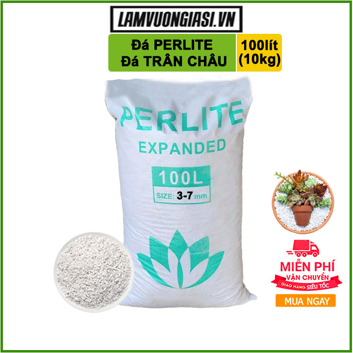 Đá Perlite 100l (10kg), đá trân châu trồng hồng, sen đá, thuỷ canh giàu khoáng chất, tăng độ tơi xốp