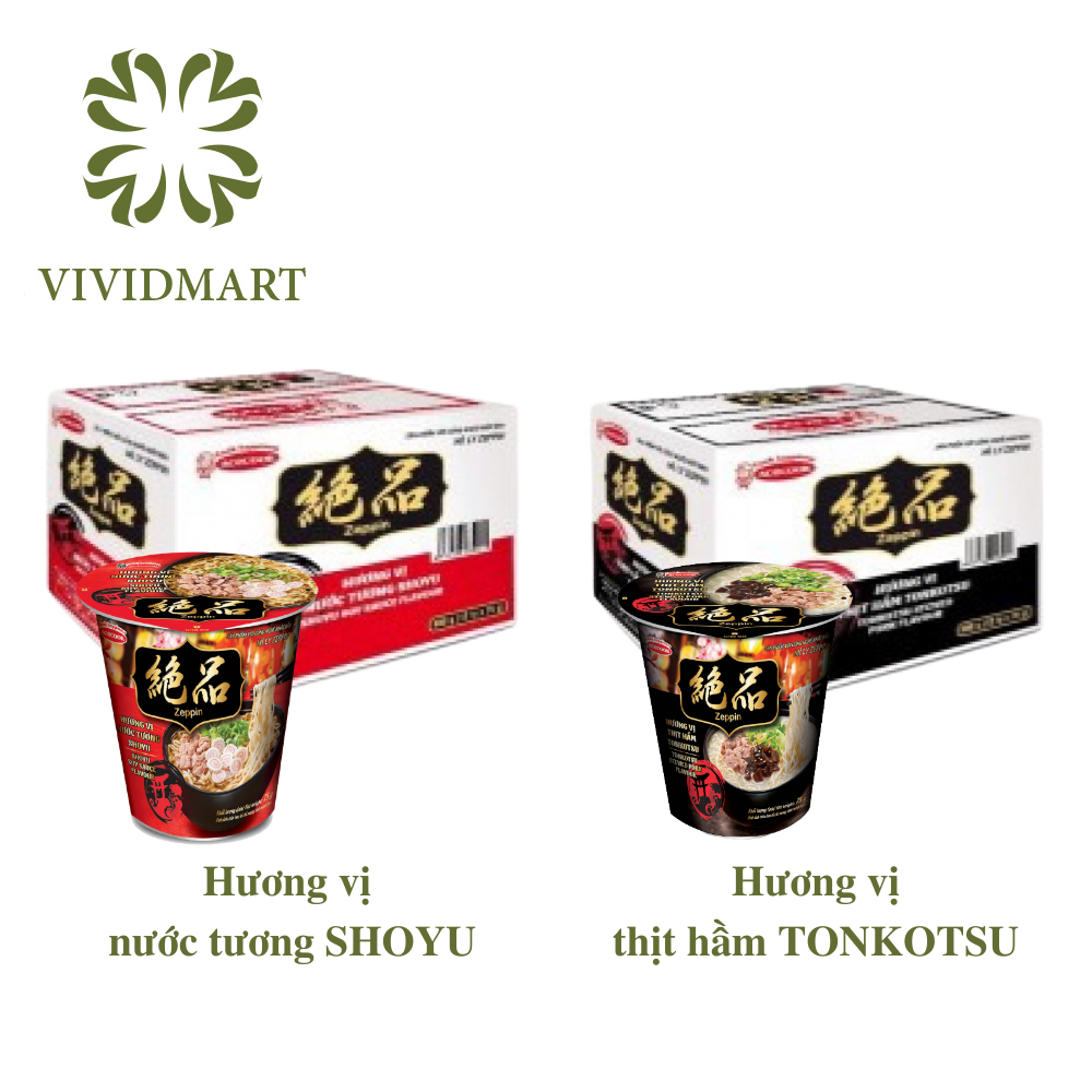 - ACECOOK - Mì ly Zeppin Nhật Bản 2 vị: Hương vị nước tương Shoyu và hương vị thịt hầm Tonkotsu