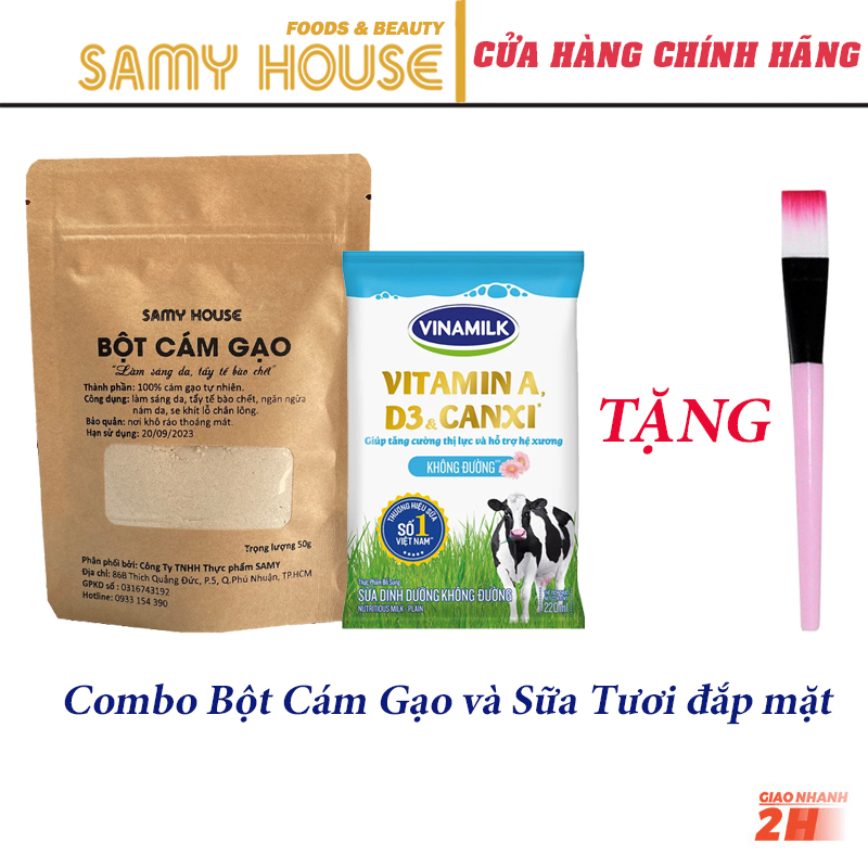 Combo Bột Cám Gạo với Sữa Tươi không đường đắp mặt nạ Samy House
