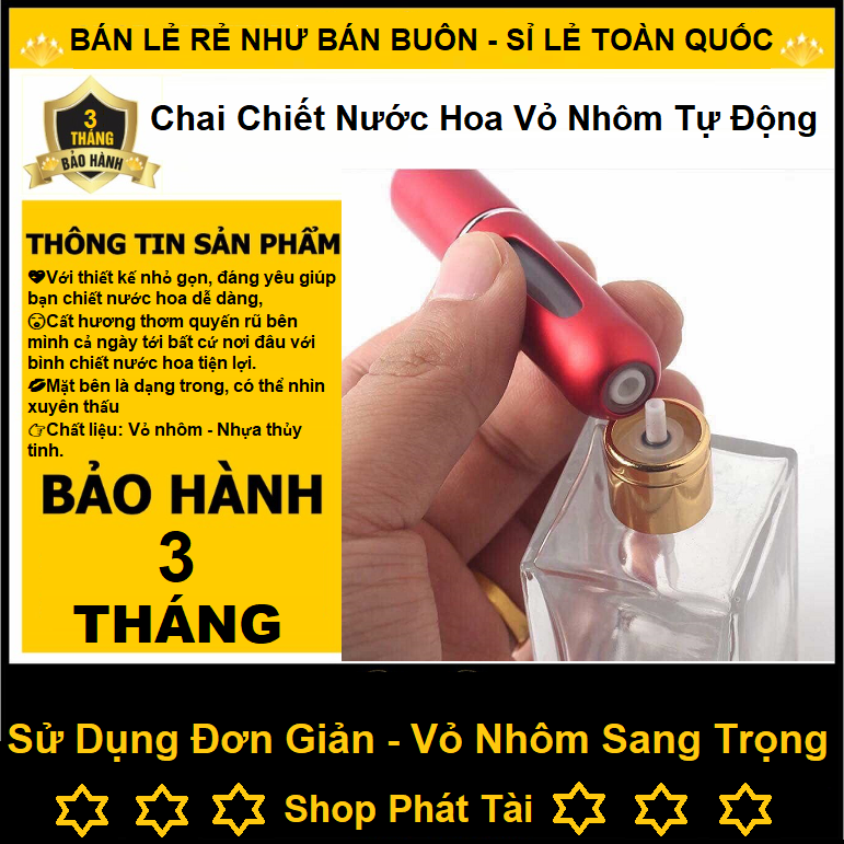 Chai Chiết Nước Hoa Mini 5ml, Lọ Chiết Nước Hoa Bằng Nhôm Kiểu Dáng Sang Trọng Lịch Sự - Thích Hợp Mang Theo Bên Mình Mọi Lúc Mọi Nơi