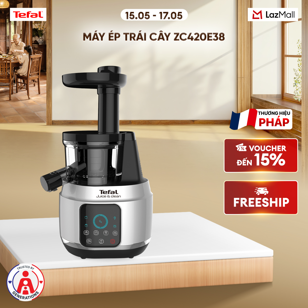 Máy ép chậm Tefal ZC420E38 - 150W - Điện tử