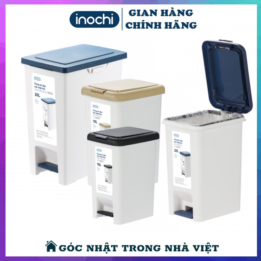 Thùng rác nhựa đa năng đựng rác văn phòng nhà bếp nhà tắm đạp chân chữ nhật hiro inochi đủ size