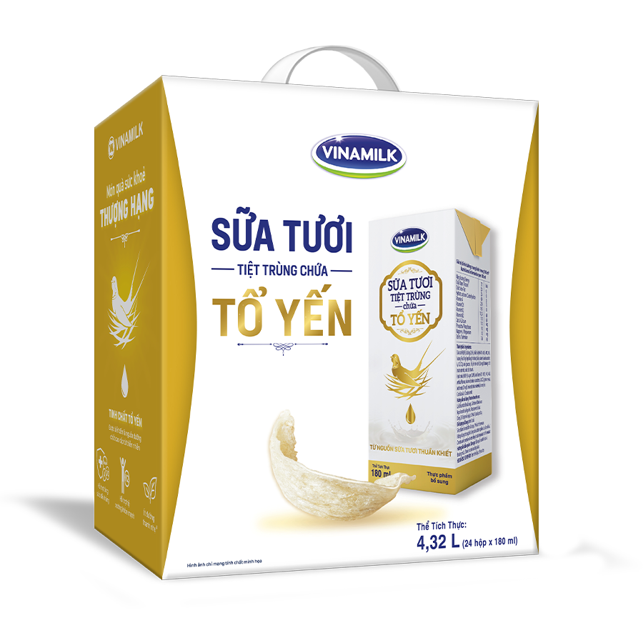 Sữa Tươi Tiệt Trùng Vinamilk Có Chứa Tổ Yến - Thùng 24 Hộp x 180ml