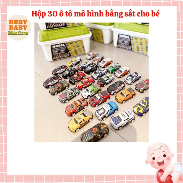 Hộp 30 xe ô tô mô hình bằng sắt chạy cót cho bé - Đồ chơi trẻ em hot trend