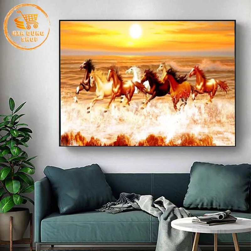 Tranh mã đáo thành công - tranh đính đá 5d tự hoàn thành kích thước 40x30cm - tranh gắn đá diy