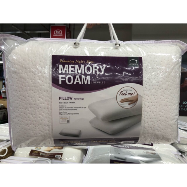 Gối thẳng locknlock memory foam 50d 50x30x10cm
