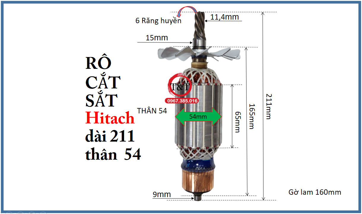 Rô to máy cắt sắt hitachi, ruột cắt sắt bàn htc