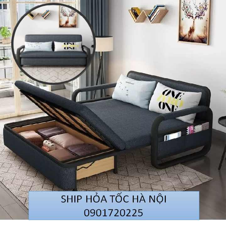 Ghế sofa giường thông minh gấp gọn, giường sofa gấp gọn - Tặng kèm 2 gối - Kích thước Rộng 1,6m x Dài 1,9m - Bảo Hành 5 năm