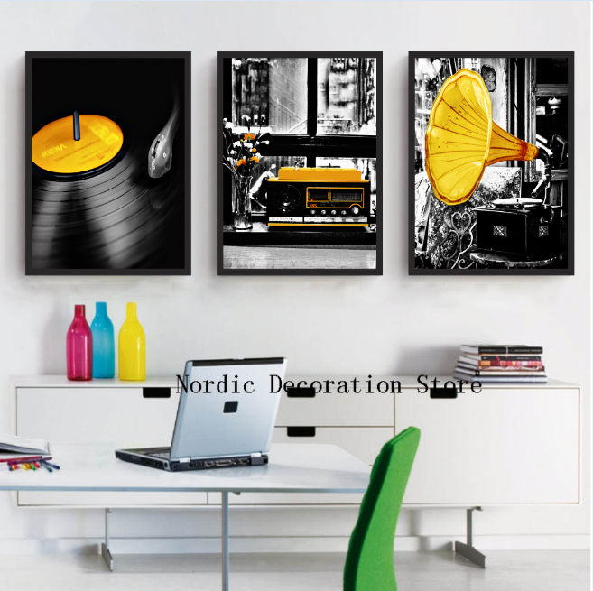 Bộ 3 Khung Tranh Treo Tường Nghệ Thuật In Canvas - Âm nhạc - Kèm khung