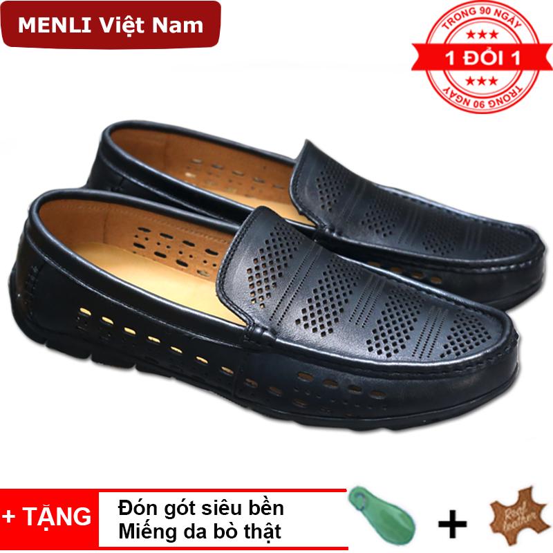 [DA BÒ] + [CÓ VIDEO] Giày lười da thật MENLI GLLZ145 đục lỗ thoáng khí