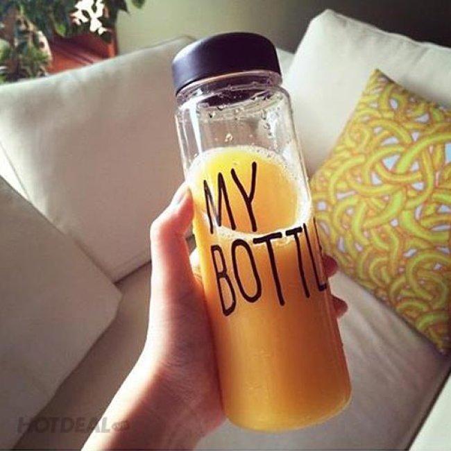 Bình nước My Bottle + kèm túi vải, Bình nhựa đựng nước My Bottle 500ml kèm túi đựng cute (Màu ngẫu nhiên)