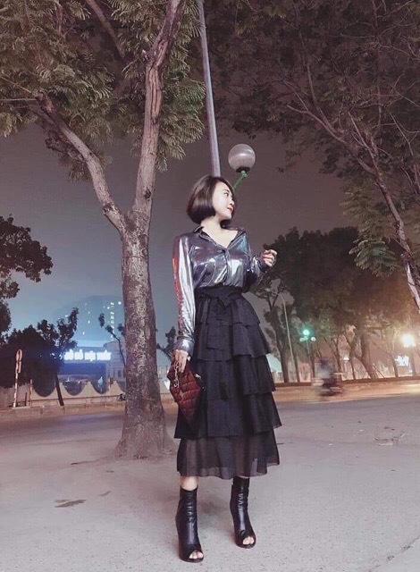 Chân váy maxi nhiều tầng sang chảnh
