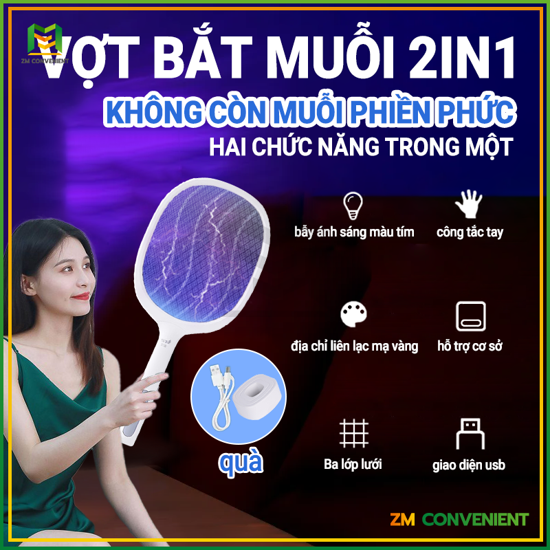 Vợt Bắt Muỗi Thông Minh Có Đế Sạc,Vợt Muỗi Gấp Gọn 2 In 1,Vợt Bắt Muỗi Gia Đình,đề bàn và cầm tay,3 lớp lưới an toàn,Tích hợp đèn ánh sáng tím,Giúp thu hút và bẫy được nhiều muỗi khi