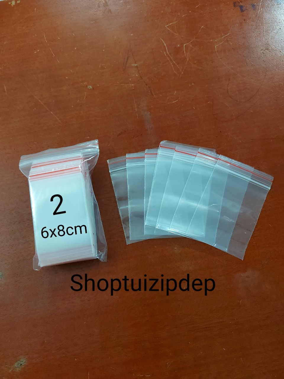 Combo 100 cái túi zip nhỏ viền đỏ kt 6x8cm