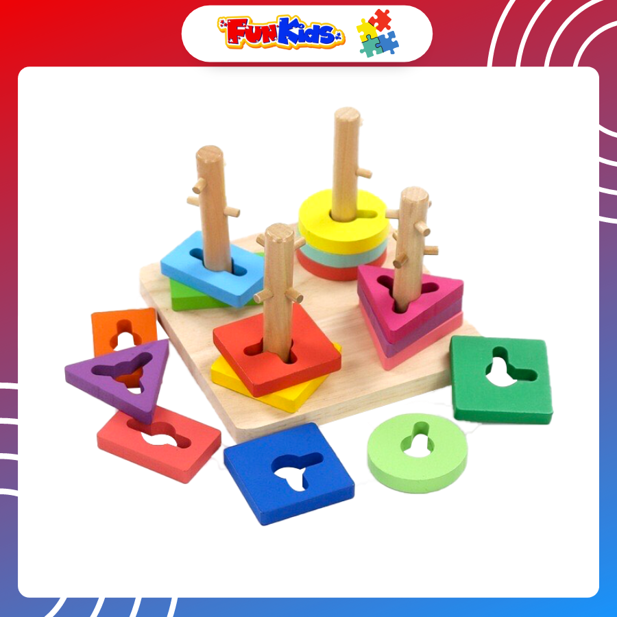 Đồ Chơi Trẻ Em Xiên 4 Cọc Có Mấu Bằng Gỗ Tự Nhiên Cao Cấp Giúp Trẻ Từ 1 Tuổi Trở Lên Phát Triển Kỹ Năng Vận Động Tinh, Tập Trung Quan Sát Và Tư Duy Logic