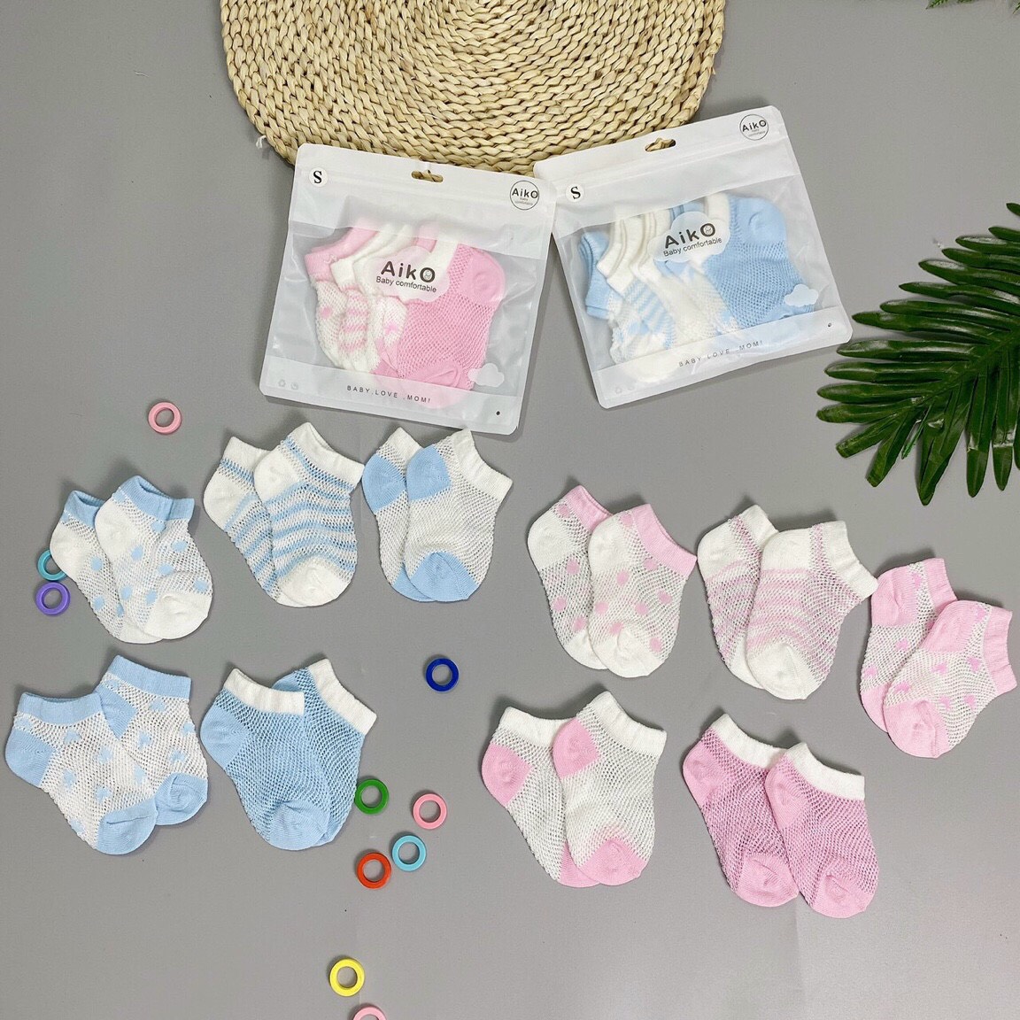 [HCM]SET 5 đôi tất lưới mùa hè cho bé từ 0-2 tuổi Tất lưới cho bé trai và bé gái  Tất lưới kidsock