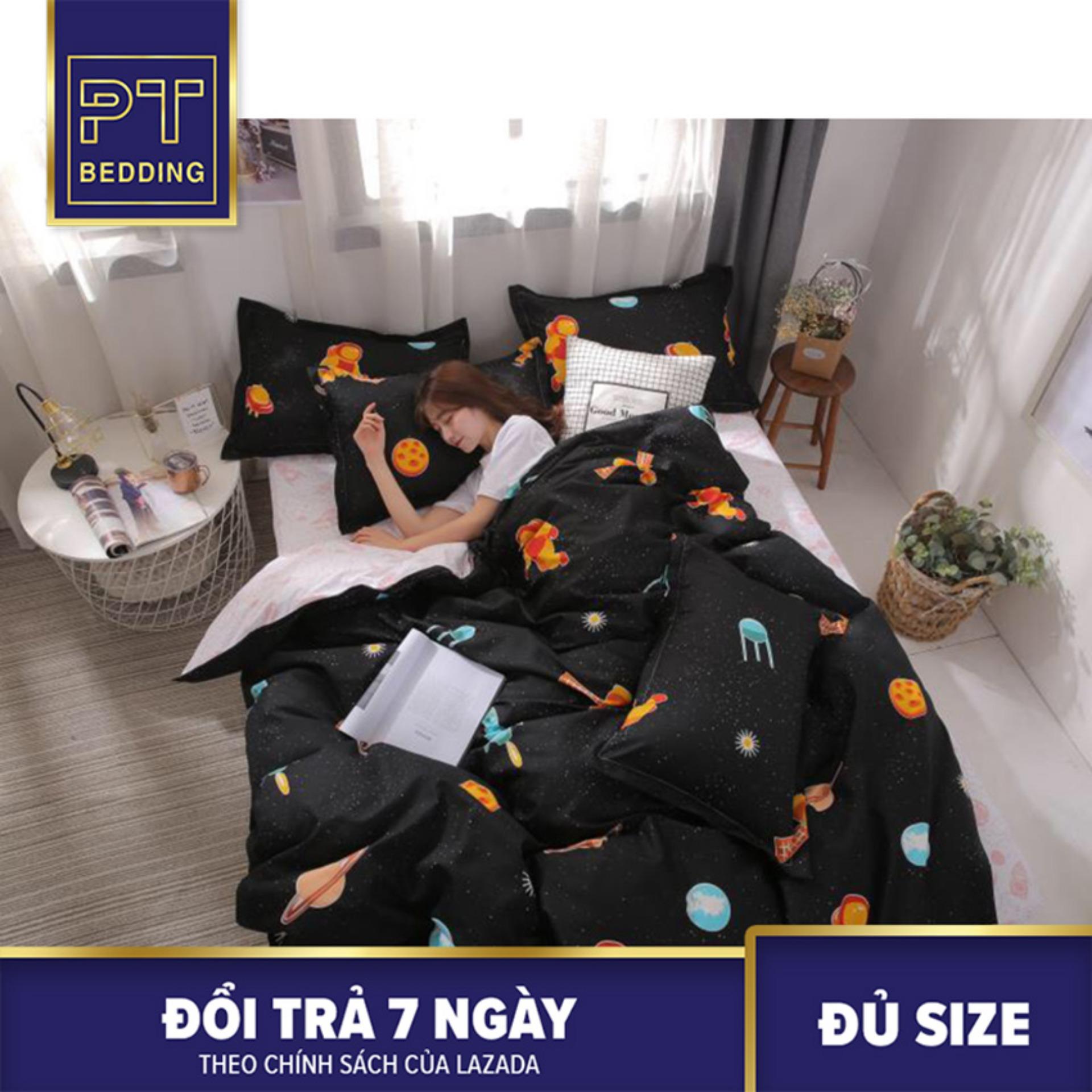 Bộ Chăn Ga Gối ( 01 Drap + 1 vỏ mền + 2 áo gối ) Đen Họa Tiết Dải Ngân Hà