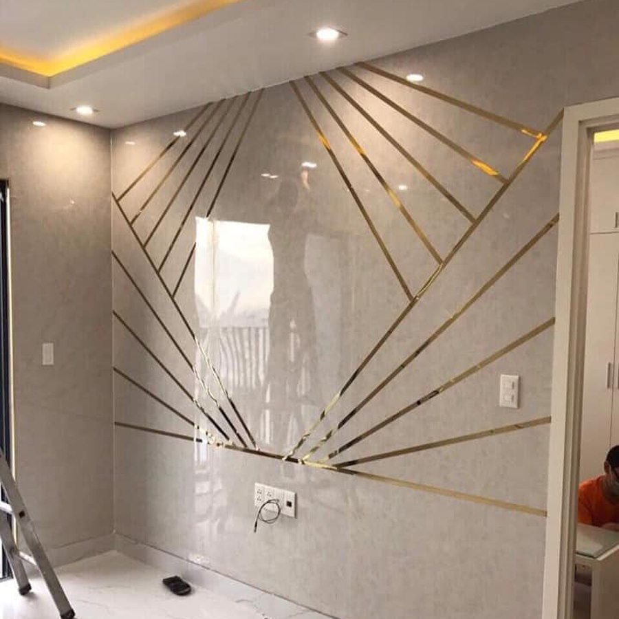 Bo viền vàng tráng gương khổ  3cm và 5cm , Bo viền băng keo Decor có keo dính sẵn