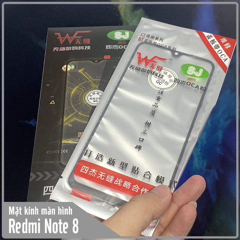 Mặt kính màn hình cho xiaomi redmi note 8 wf , liền keo oca sj