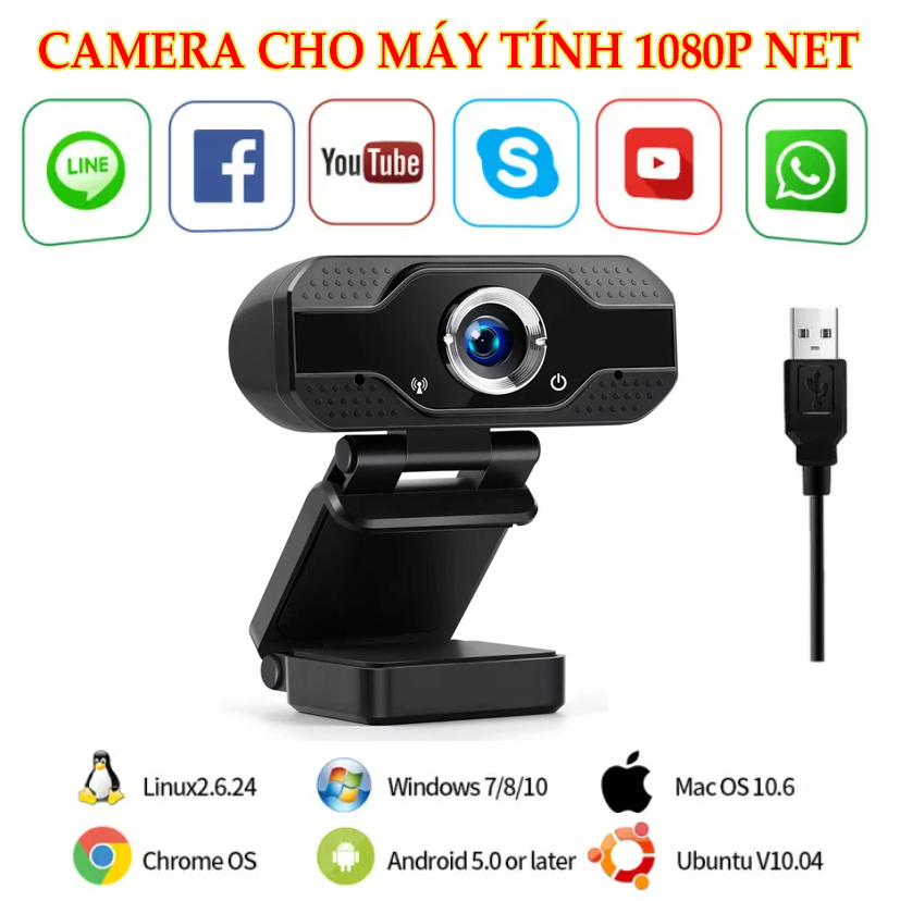 Camera cho máy tính - WEBCAM MÁY TÍNH CÓ MIC FULL HD 1080P - web cam usb camera pc laptop livestream học zoom online.