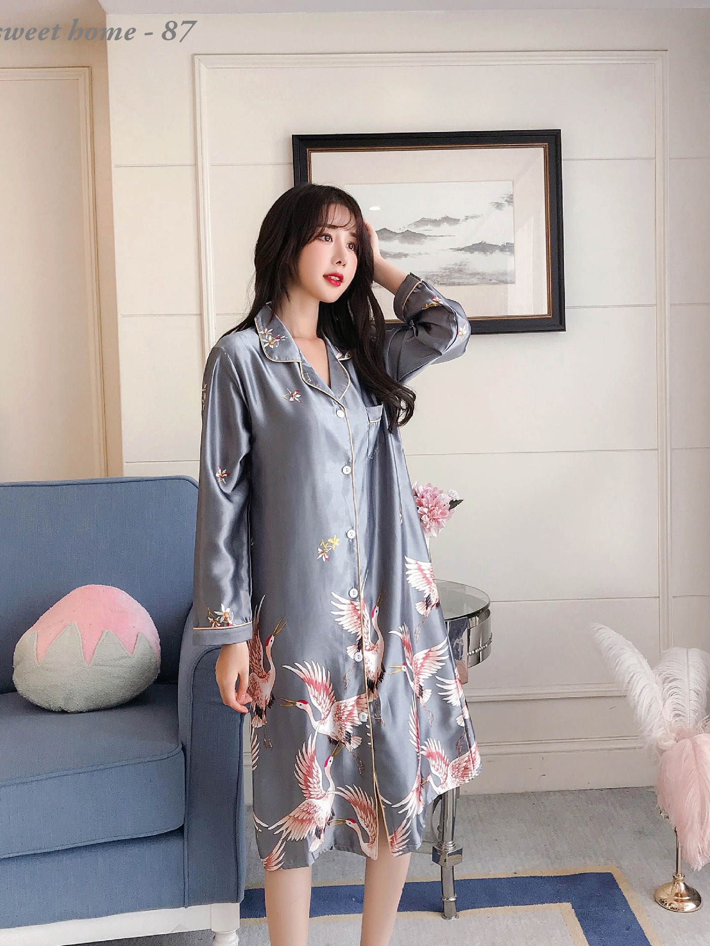 Đầm ngủ Lụa Băng Không Nhăn - Đầm bầu mặc nhà - Hỷ Ngọc - Big size IVY087