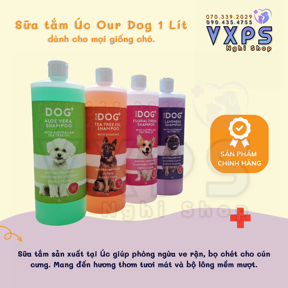 Sữa tắm Úc Our Dog 1 Lít dành cho mọi giống chó