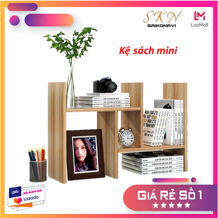 Kệ sách gỗ- giá sách mini - kệ sách mini - kệ sách để bàn - kệ đựng sách - kệ sách gỗ -kệ sách để bàn làm việc lắp ghép đa năng
