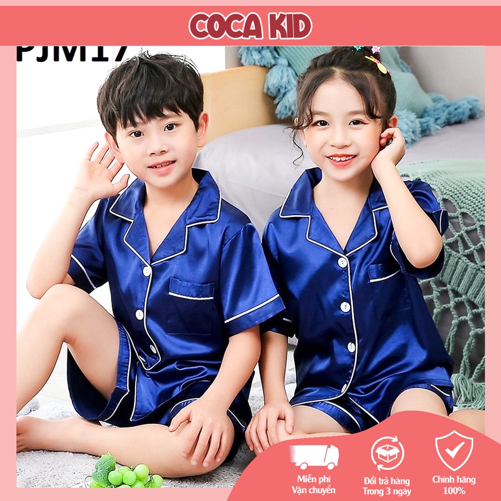 Đồ Ngủ Ngắn Tay Cho Bé , Bộ Pijama Ngắn Tay Bé Trai, Bộ Pijama Cho Bé Gái Chất Lụa In Hình Cực Yêu C