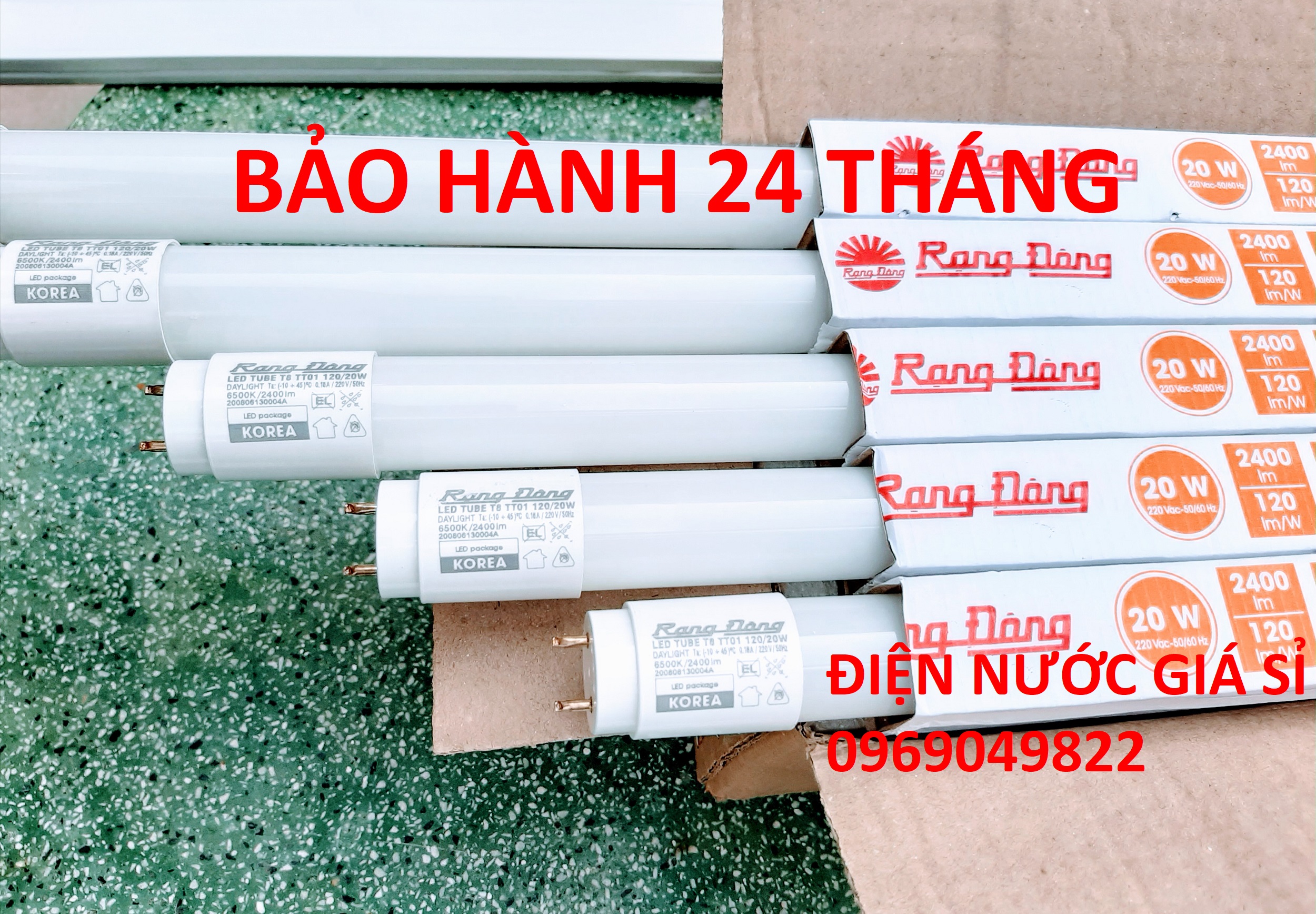 Bộ 4 - 5 bóng đèn Led tuýp 1m2 ( 1.2 met ) Rạng Đông 20W ánh sáng trắng.