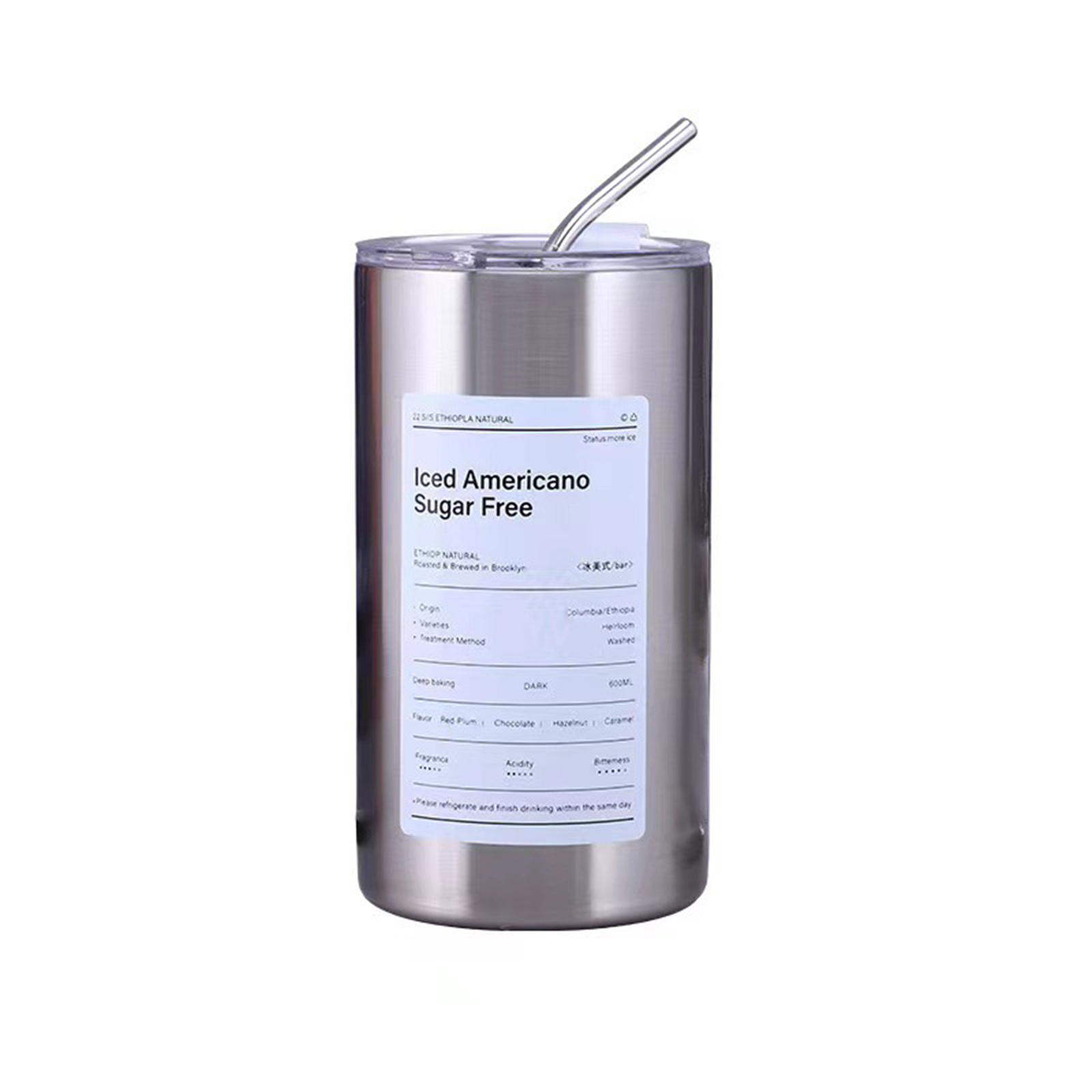 Ly Giữ Nhiệt Iced Americano Inox 304 Cao Cấp Không, Cốc Uống Nước Giữ Nhiệt Có Ống Hút Siêu Tiện Lợi