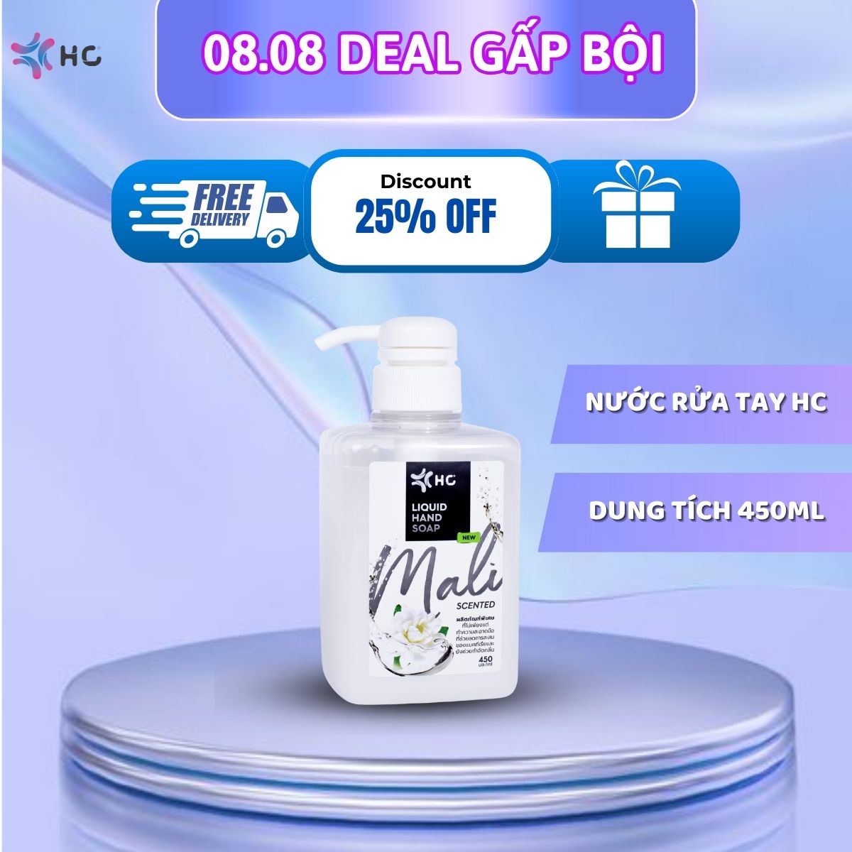 Nước rửa tay kháng khuẩn hc for mali hương hoa nhài thái lan 450ml