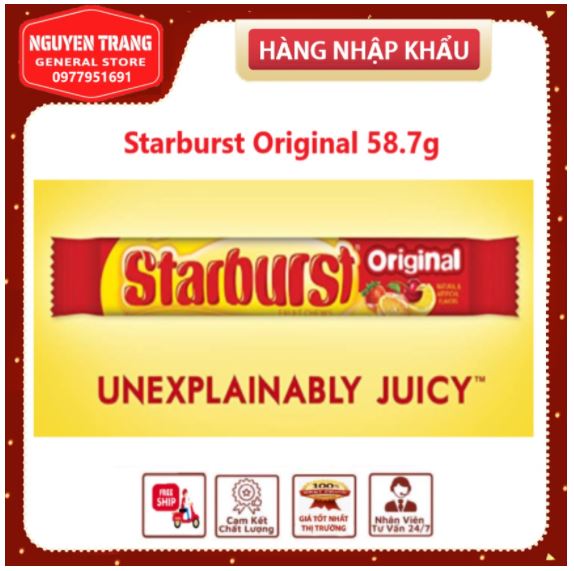 thanh kẹo viên Starburst Original 58.7g
