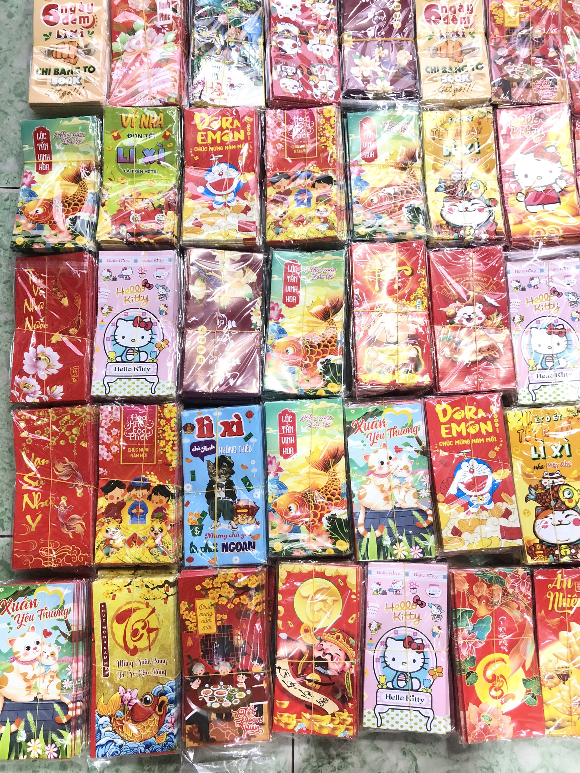 Combo 500 bao lì xì Tết loại lớn , phong bao lì xì cao cấp nhiều mẫu đẹp có túi kiếng