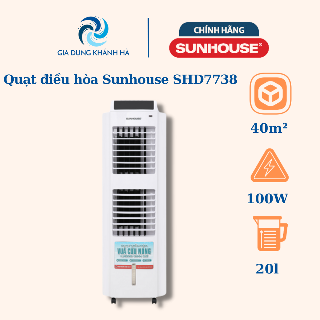 Quạt điều hòa sunhouse shd7738 , 175 w 20 lít , quạt hơi nước-hàng trưng bày bảo hành 12 tháng