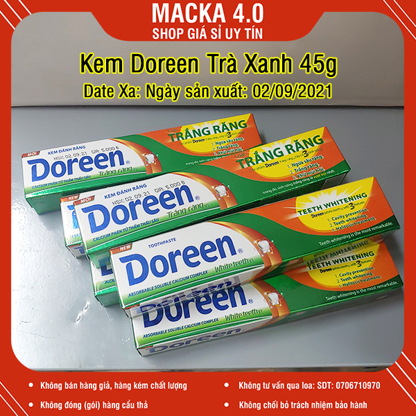 Kem đánh răng Doreen trà xanh chống sâu răng diệt vi khuẩn gây sâu răng và hôi miệng 45g 180g