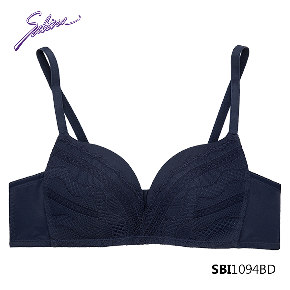 [SALE XẢ HÀNG ĐẾN 80%] Áo Ngực Không Gọng Nâng Ngực Tạo Khe Màu Xanh Dương Phối Ren Fashion By Sabina SBI1094BD